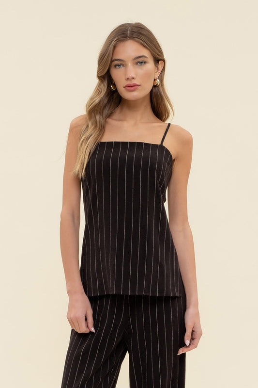 Pinstripe Cami Top – Black & Cream